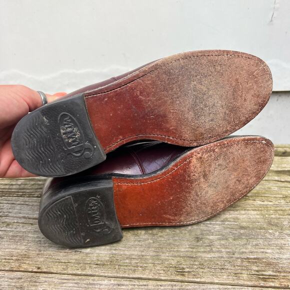 Vintage 80s Justin Boots Dark Cherry Lace Up Roper Kilte Fringe Cowgirl 5.5B - Picture 5 of 6